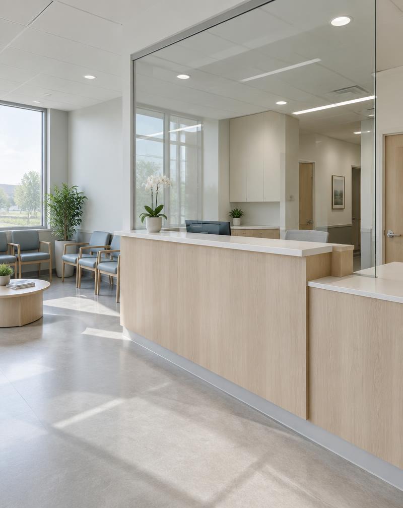 Smart privacy glass in a professional interior